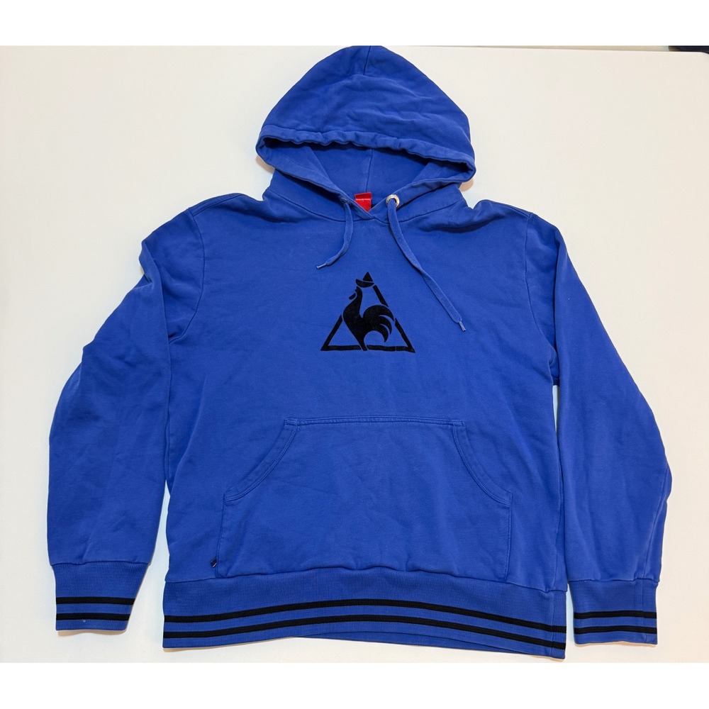 Le Coq Sportif Mens Blue Cotton Logo Hoodie Sweatshirt XL CA811-00140/001